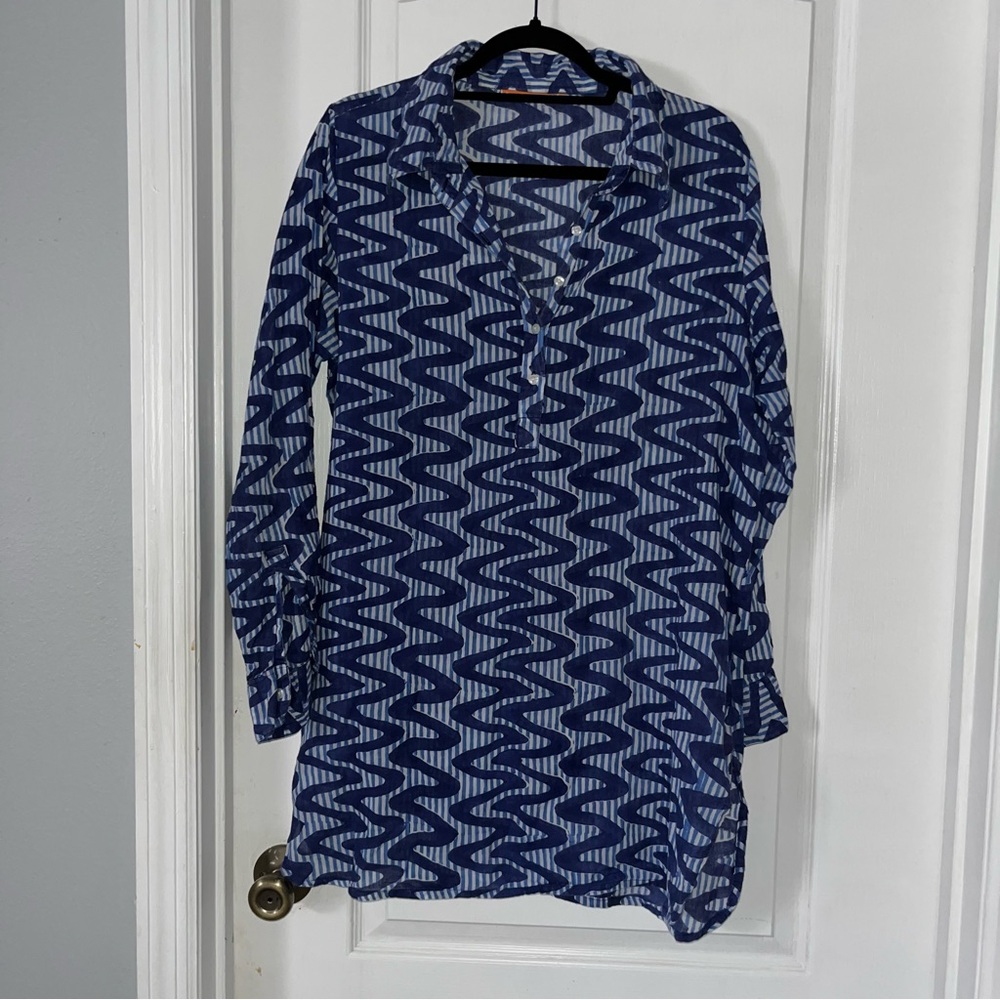 Oliphant Navy and White Zigzag Tunic